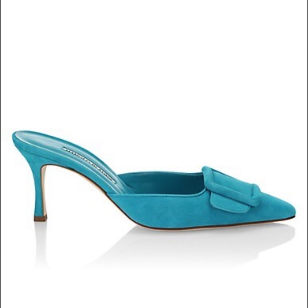 Manolo Blahnik
Maysale 70MM Suede Mules